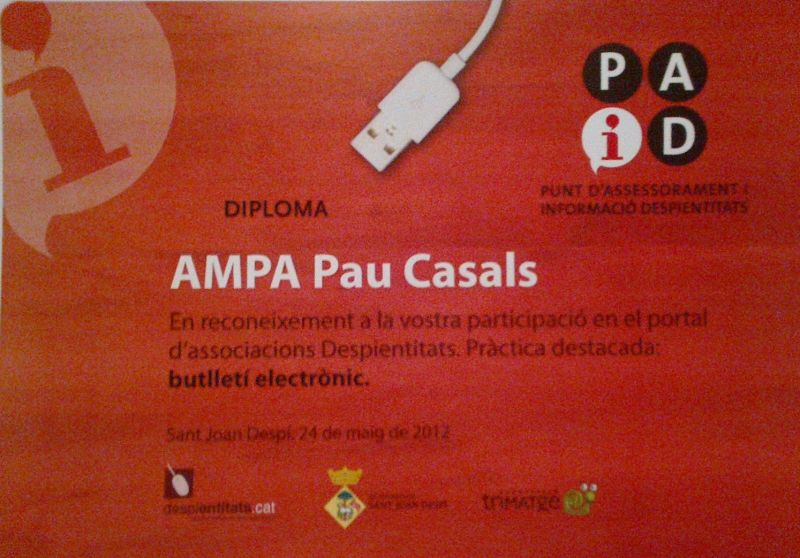 Reconeixement a la web de l’AMPA Diploma